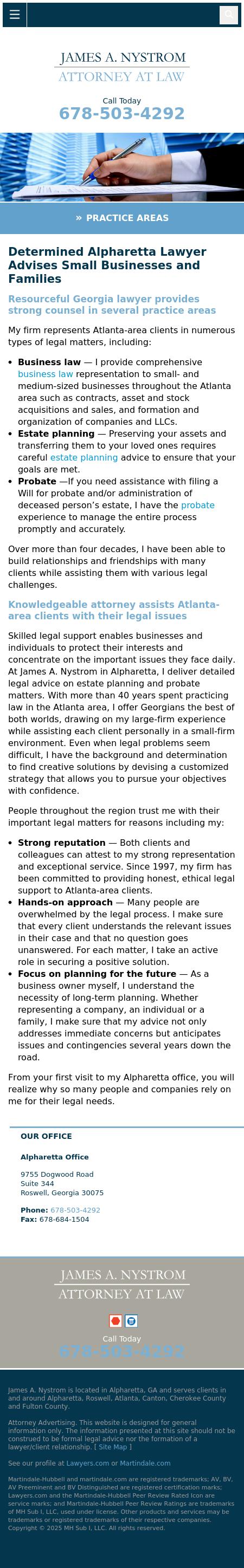 James A. Nystrom, Attorney at Law - Alpharetta GA Lawyers